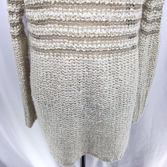 Umgee Cowl Neck Open Weave Tunic Sweater Womens Size Medium Beige Mini Dress - Picture 6 of 9